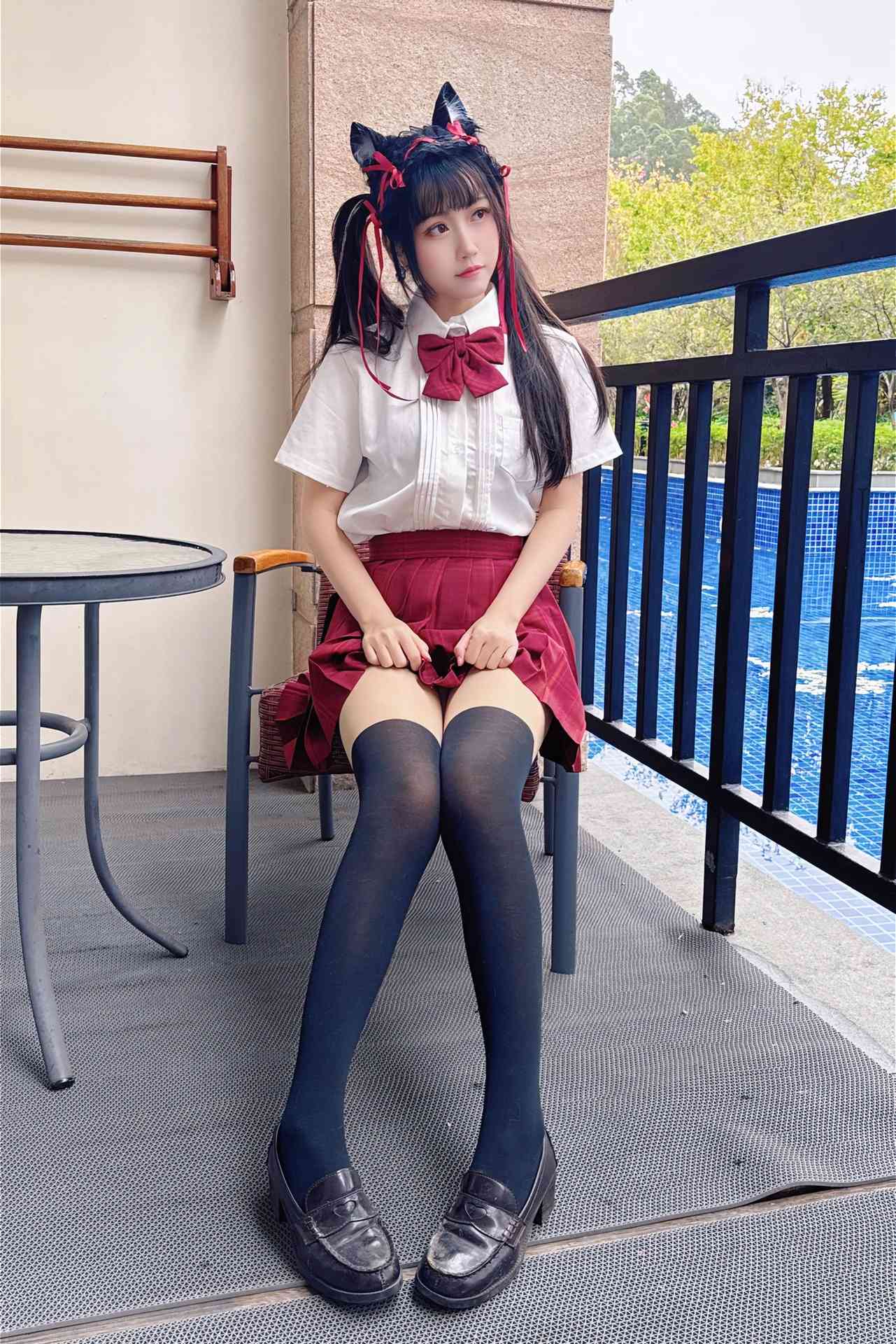 不呆猫No.046 - 温泉双马尾JK [22P 1V]